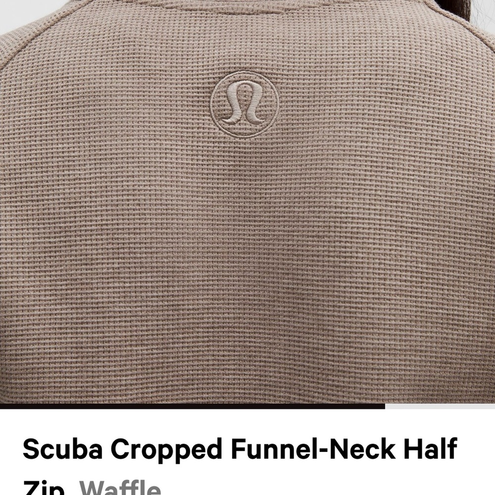 New-Lululemon athletica Scuba Cropped Funnel-Neck Half Zip Sweatshirt - Tan - Picture 4 of 14